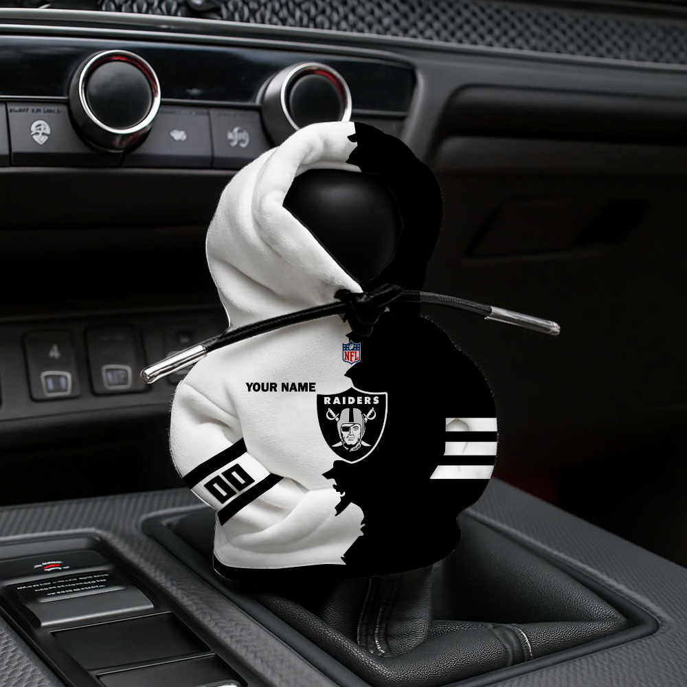 LIMITED EDITION - NEW CUSTOMIZED NFL07 LVR LAS VEGAS RAIDERS CAR HOODIE SHIFT KNOB