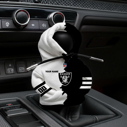 LIMITED EDITION - NEW CUSTOMIZED NFL07 LVR LAS VEGAS RAIDERS CAR HOODIE SHIFT KNOB