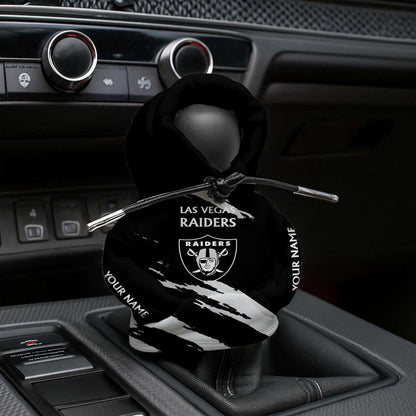 LIMITED EDITION - NEW CUSTOMIZED NFL07 LVR LAS VEGAS RAIDERS CAR HOODIE SHIFT KNOB COVER