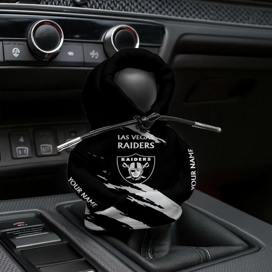 LIMITED EDITION - NEW CUSTOMIZED NFL07 LVR LAS VEGAS RAIDERS CAR HOODIE SHIFT KNOB COVER