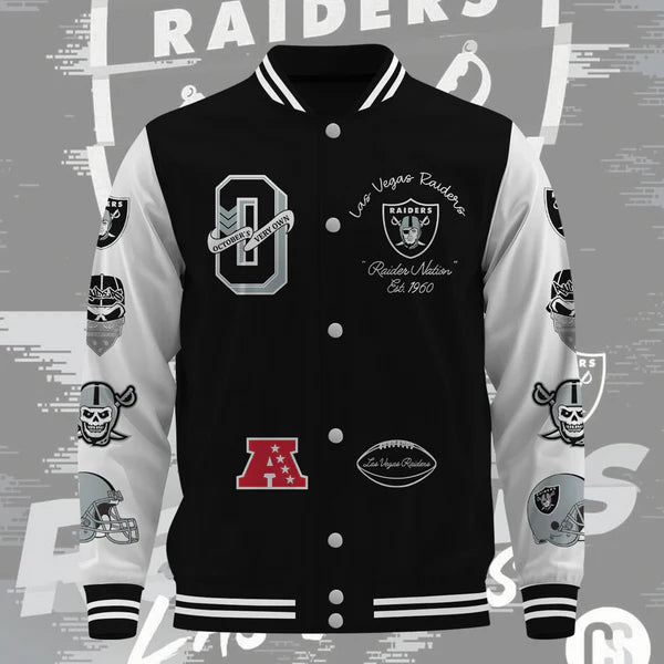 LIMITED EDITION - NEW CUSTOMIZED NFL07 LVR LAS VEGAS RAIDERS BASEBALL JACKET