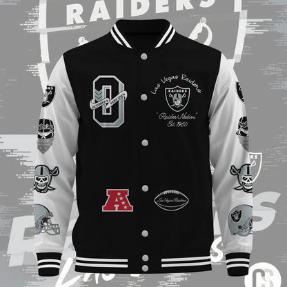 LIMITED EDITION - NEW CUSTOMIZED NFL07 LVR LAS VEGAS RAIDERS BASEBALL JACKET