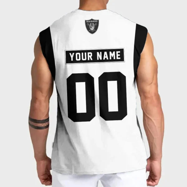 LIMITED EDITION - NEW CUSTOMIZED NFL07 LVR LAS VEGAS RAIDERS TANKTOP & GYM SHIRT