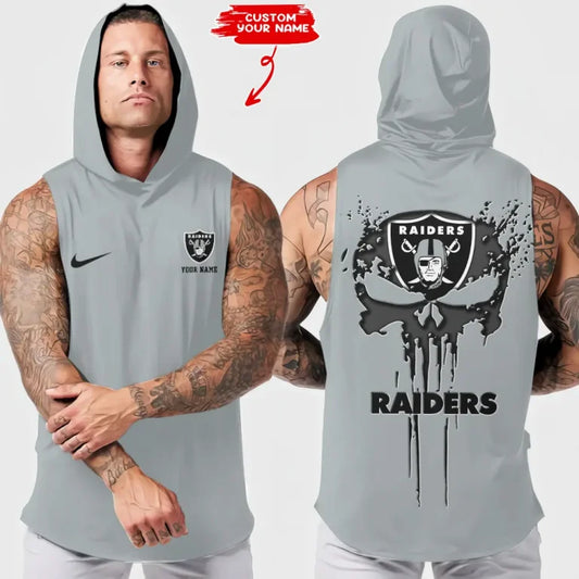 LIMITED EDITION - NEW CUSTOMIZED NFL07 LVR LAS VEGAS RAIDERS HOODED TANK TOP