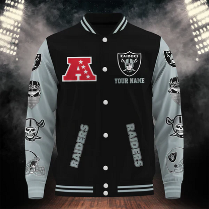 LIMITED EDITION - NEW CUSTOMIZED NFL07 LVR LAS VEGAS RAIDERS BASEBALL JACKET
