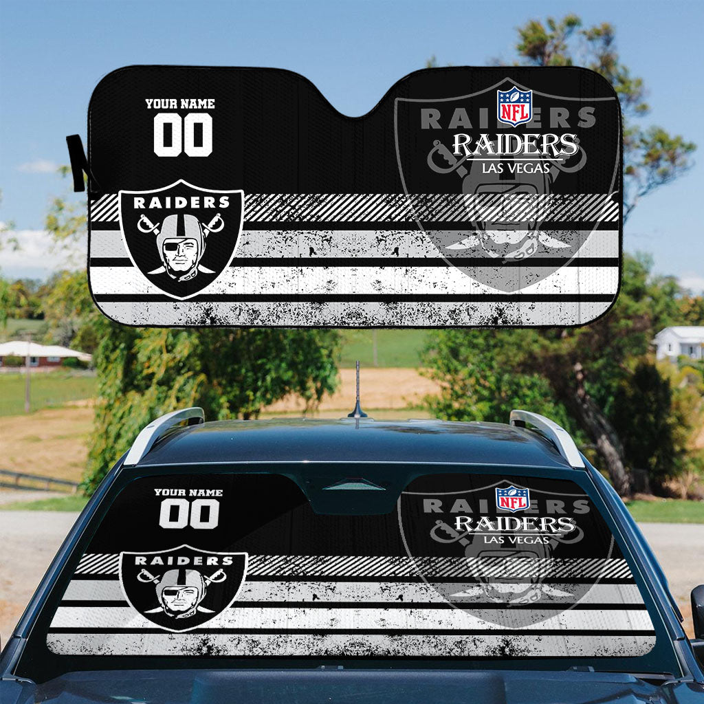 LIMITED EDITION - NEW CUSTOMIZED NFL07 LVR LAS VEGAS RAIDERS AUTO WINDSHIELD SHADE