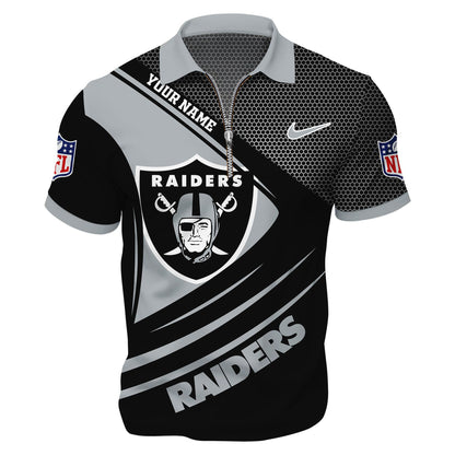 LIMITED EDITION - NEW CUSTOMIZED NFL07 LVR LAS VEGAS RAIDERS HARLEY-DAVIDSON POLO WITH ZIPPER SHIRT