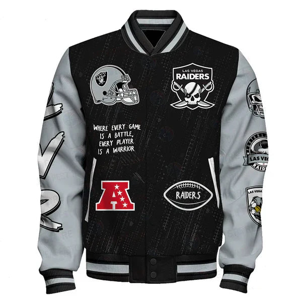 LIMITED EDITION - NEW CUSTOMIZED NFL07 LVR LAS VEGAS RAIDERS SATIN VARSITY JACKET & BASEBALL JACKET