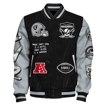 LIMITED EDITION - NEW CUSTOMIZED NFL07 LVR LAS VEGAS RAIDERS SATIN VARSITY JACKET & BASEBALL JACKET