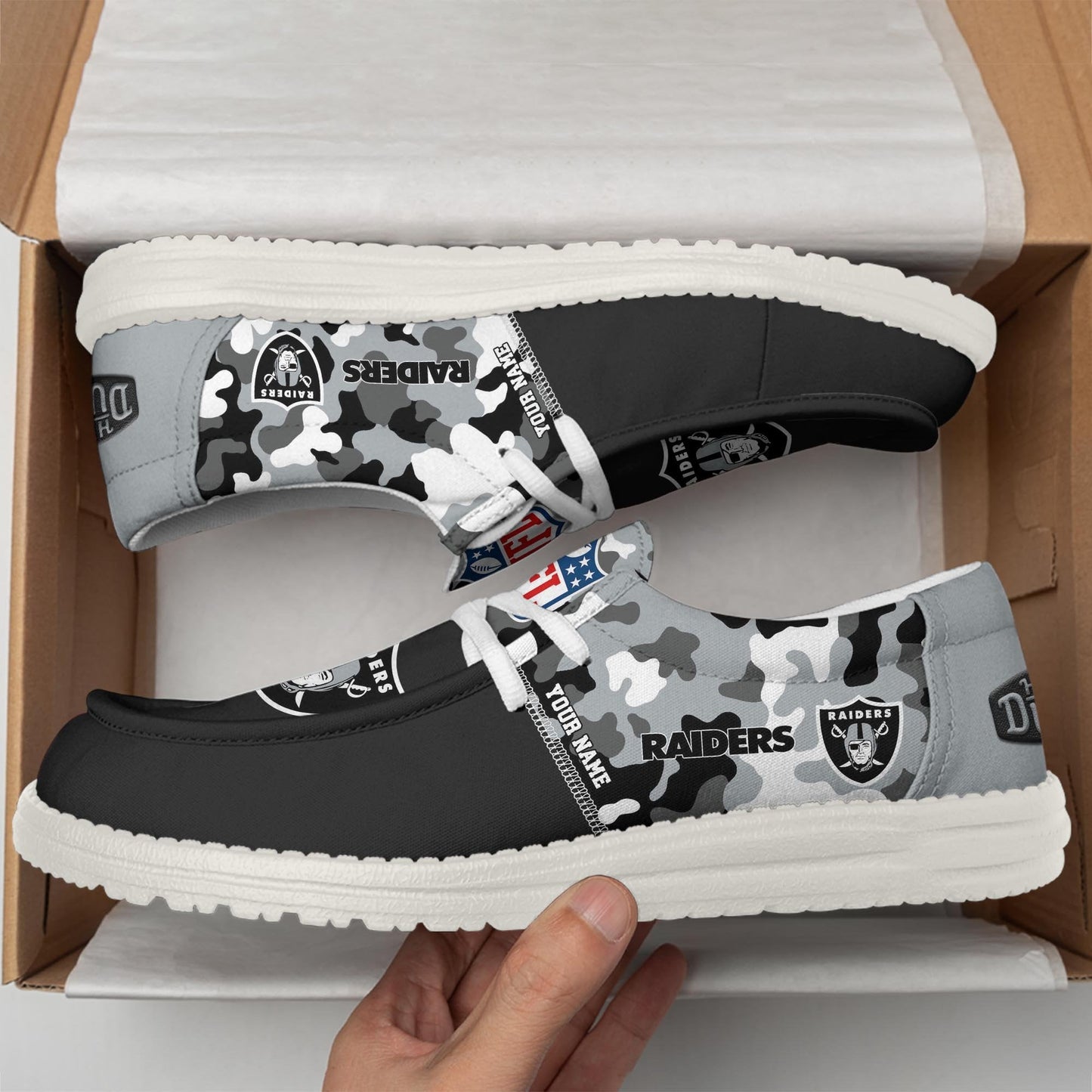 LIMITED EDITION - NEW CUSTOMIZED NFL07 LVR LAS VEGAS RAIDERS LOAFER SHOES