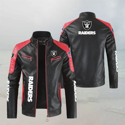 LIMITED EDITION - NEW CUSTOMIZED NFL07 LVR LAS VEGAS RAIDERS LEATHER BIKER JACKET