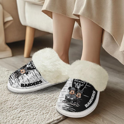 [SPECIAL OFFER] NEW CUSTOMIZED NFL07 LVR LAS VEGAS RAIDERS COTTON SLIPPERS
