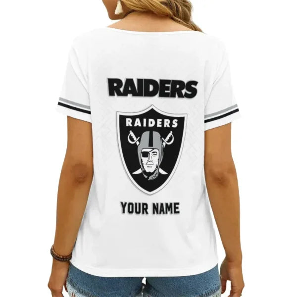 LIMITED EDITION - NEW CUSTOMIZED NFL07 LVR LAS VEGAS RAIDERS V-NECK FEMALE SHIRT