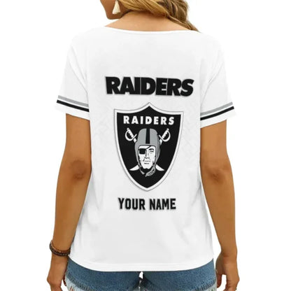 LIMITED EDITION - NEW CUSTOMIZED NFL07 LVR LAS VEGAS RAIDERS V-NECK FEMALE SHIRT