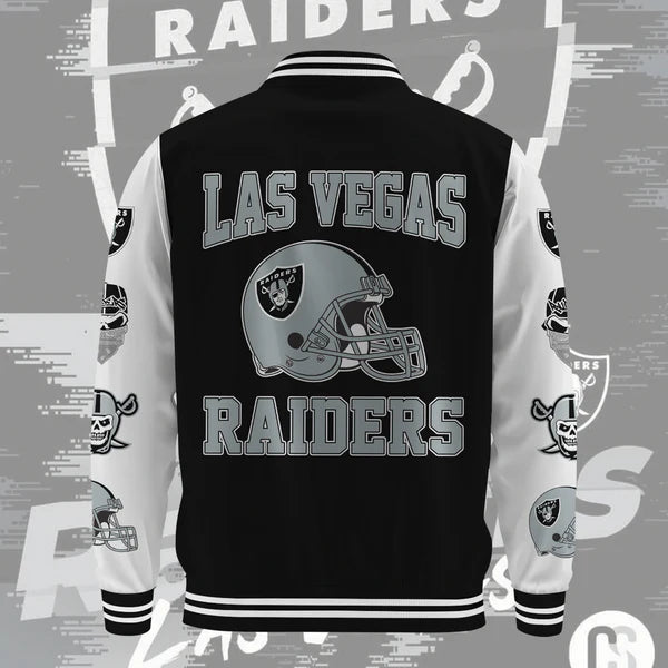 LIMITED EDITION - NEW CUSTOMIZED NFL07 LVR LAS VEGAS RAIDERS BASEBALL JACKET