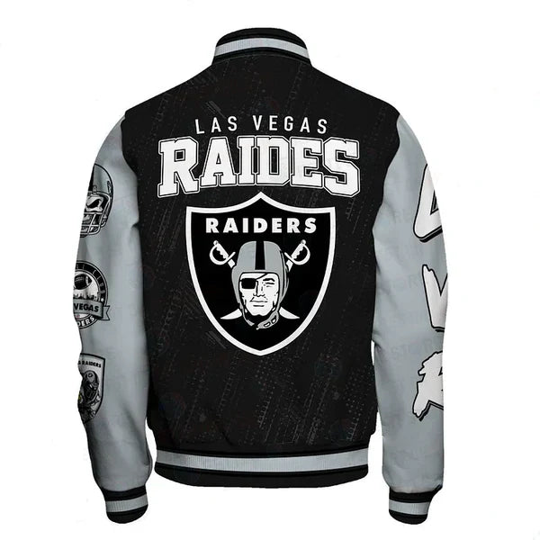 LIMITED EDITION - NEW CUSTOMIZED NFL07 LVR LAS VEGAS RAIDERS SATIN VARSITY JACKET & BASEBALL JACKET