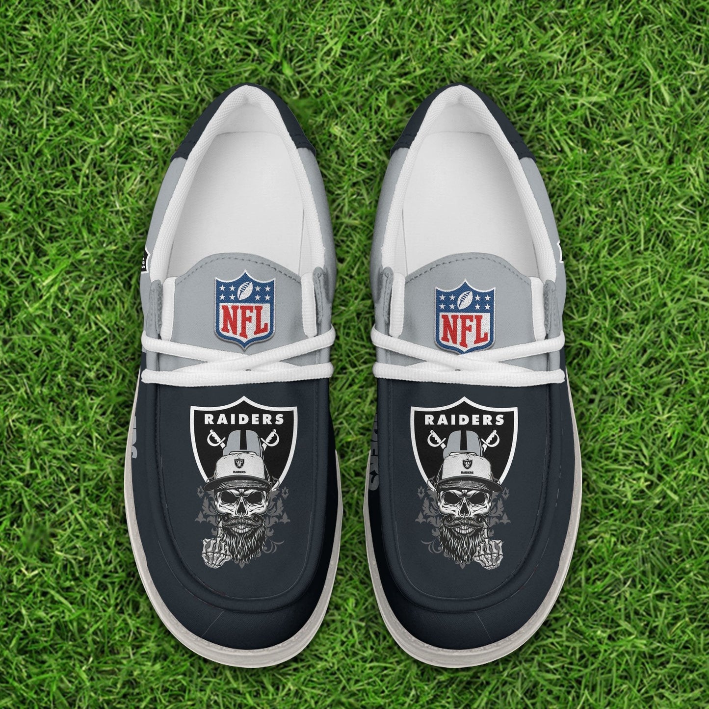 LIMITED EDITION - NEW CUSTOMIZED NFL07 LVR LAS VEGAS RAIDERS LOAFER SHOES
