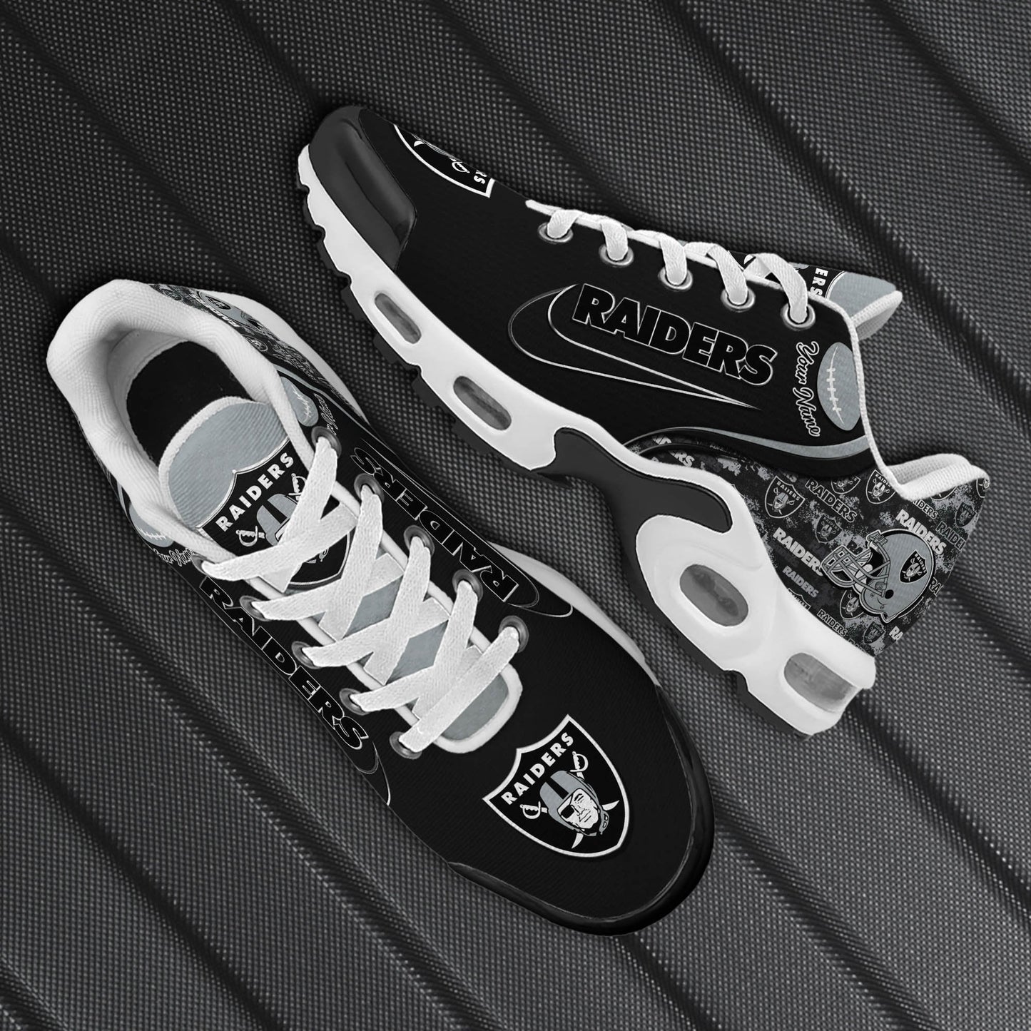 LIMITED EDITION - NEW CUSTOMIZED NFL07 LVR LAS VEGAS RAIDERS UNISEX AIR MAX PLUS SNEAKERS