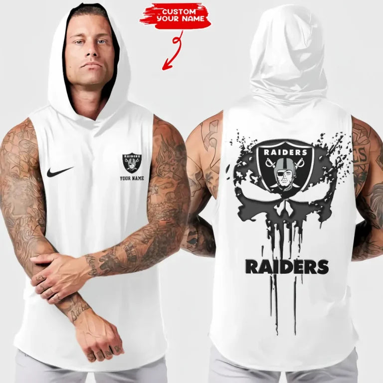 LIMITED EDITION - NEW CUSTOMIZED NFL07 LVR LAS VEGAS RAIDERS HOODED TANK TOP