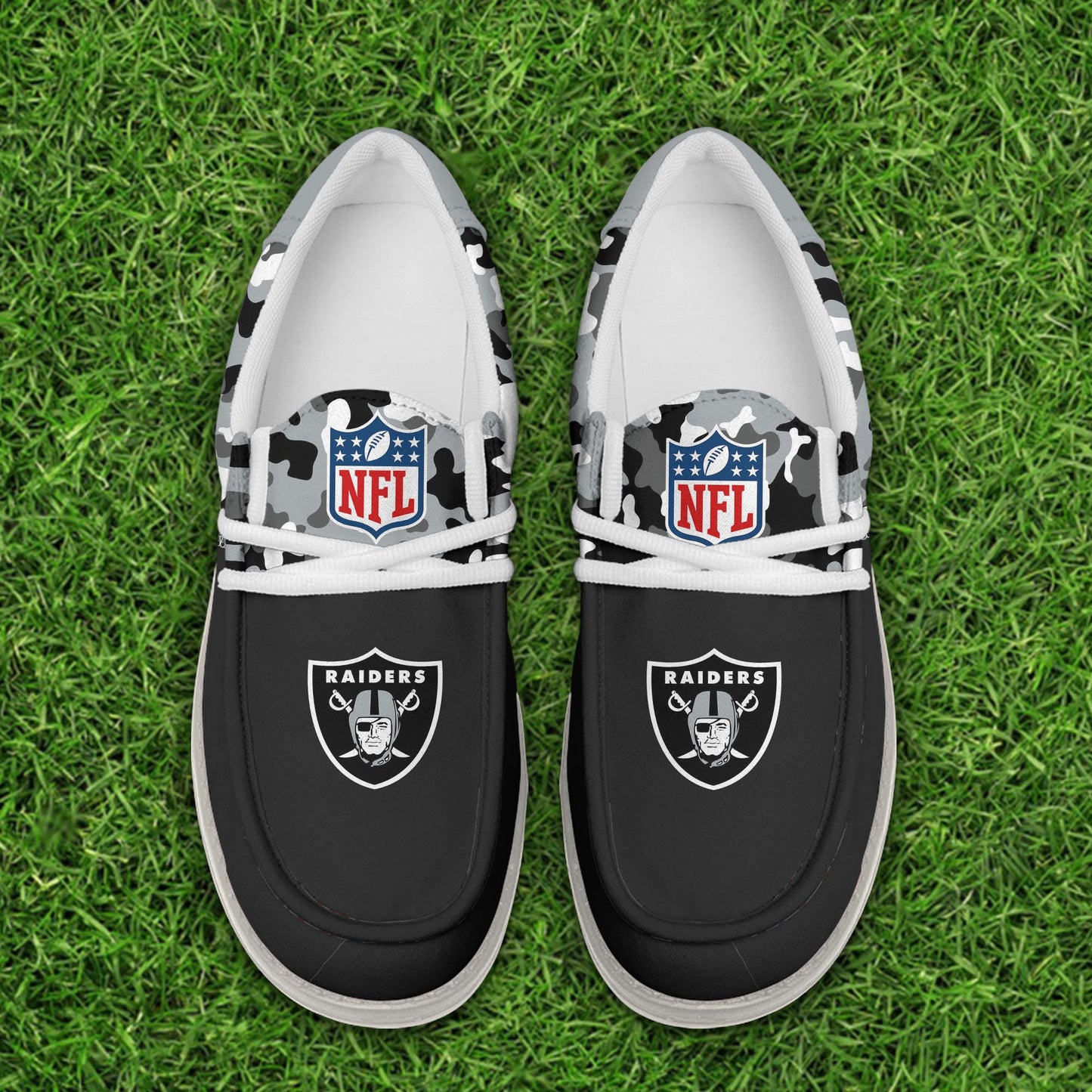 LIMITED EDITION - NEW CUSTOMIZED NFL07 LVR LAS VEGAS RAIDERS LOAFER SHOES