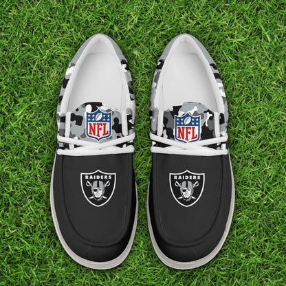 LIMITED EDITION - NEW CUSTOMIZED NFL07 LVR LAS VEGAS RAIDERS LOAFER SHOES
