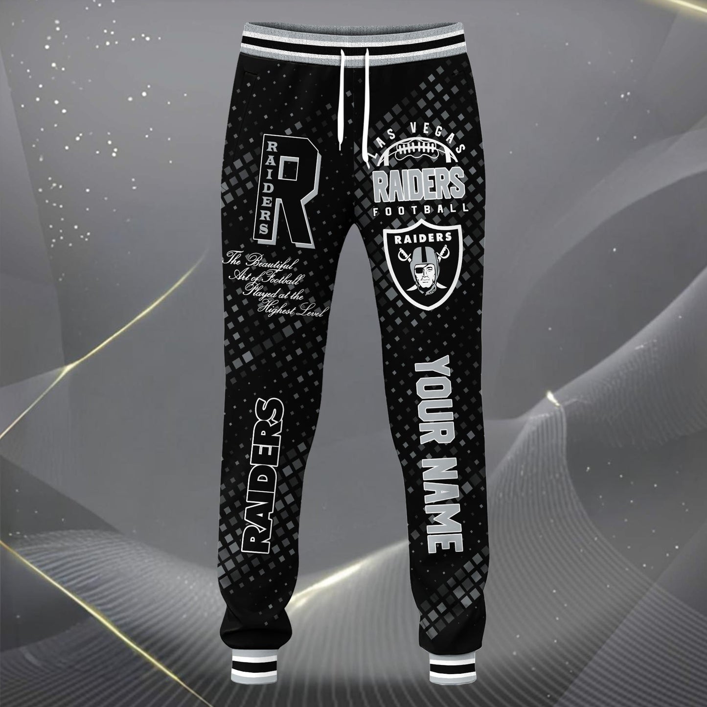 LIMITED EDITION - NEW CUSTOMIZED NFL07 LVR LAS VEGAS RAIDERS SATIN VARSITY JACKET & LONG PANTS