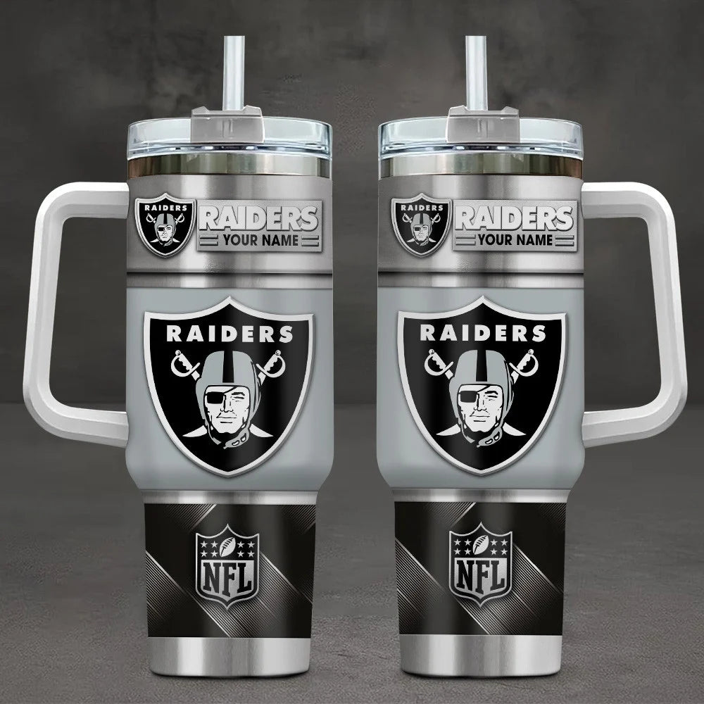 LIMITED EDITION - NEW CUSTOMIZED NFL07 LVR LAS VEGAS RAIDERS TUMBLER CUP