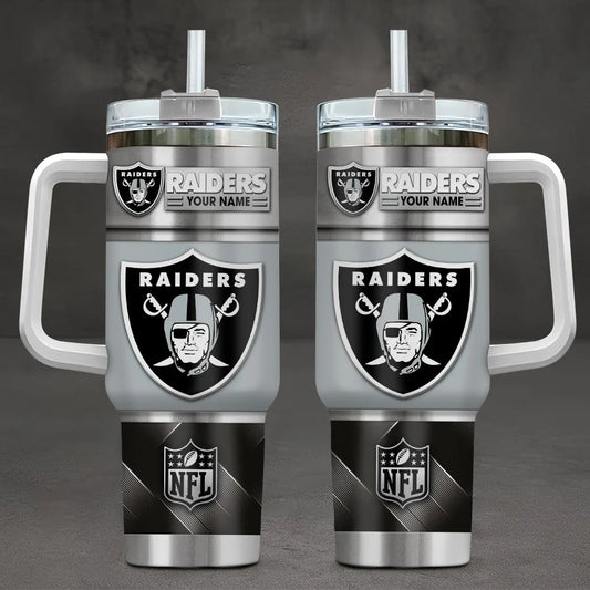 LIMITED EDITION - NEW CUSTOMIZED NFL07 LVR LAS VEGAS RAIDERS TUMBLER CUP