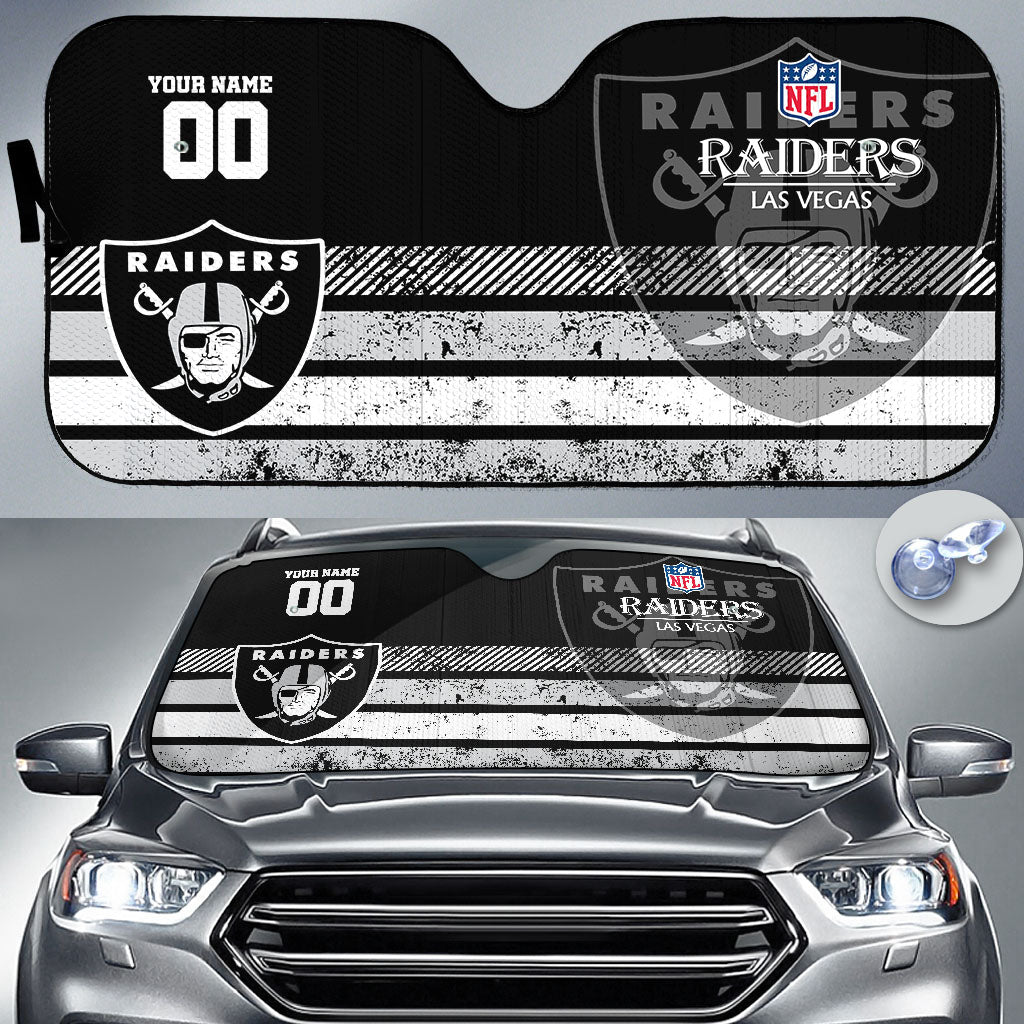LIMITED EDITION - NEW CUSTOMIZED NFL07 LVR LAS VEGAS RAIDERS AUTO WINDSHIELD SHADE