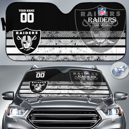 LIMITED EDITION - NEW CUSTOMIZED NFL07 LVR LAS VEGAS RAIDERS AUTO WINDSHIELD SHADE