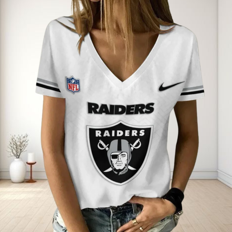 LIMITED EDITION - NEW CUSTOMIZED NFL07 LVR LAS VEGAS RAIDERS V-NECK FEMALE SHIRT