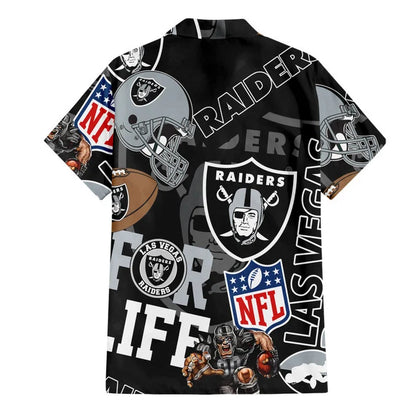 LIMITED EDITION - NEW CUSTOMIZED NFL07 LVR LAS VEGAS RAIDERS UNISEX HAWAIIAN SHIRT & SHORTS SET