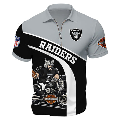 LIMITED EDITION - NEW CUSTOMIZED NFL07 LVR LAS VEGAS RAIDERS HARLEY-DAVIDSON POLO WITH ZIPPER SHIRT