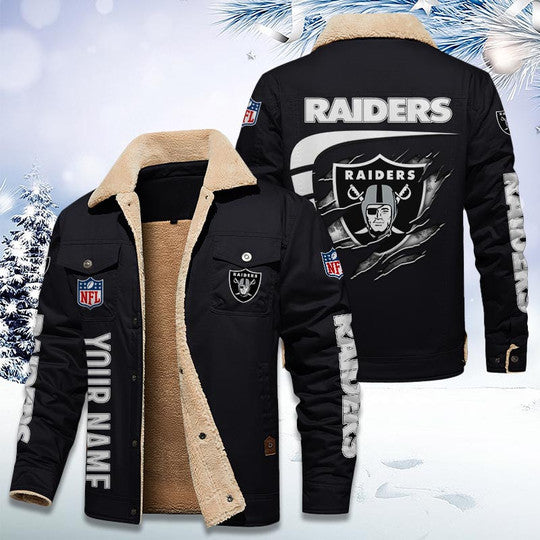 LIMITED EDITION - NEW CUSTOMIZED NFL07 LVR LAS VEGAS RAIDERS FLEECE JACKET