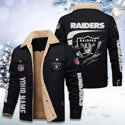 LIMITED EDITION - NEW CUSTOMIZED NFL07 LVR LAS VEGAS RAIDERS FLEECE JACKET