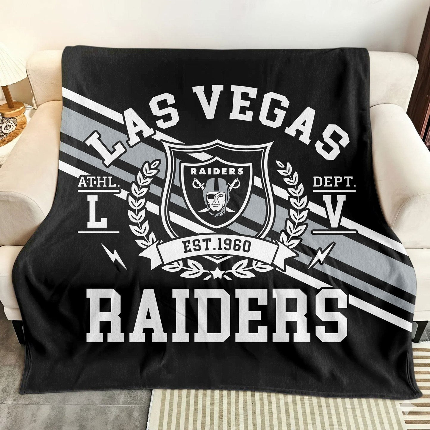 LIMITED EDITION - NEW CUSTOMIZED NFL07 LVR LAS VEGAS RAIDERS NORMAL & FLEECE BLANKET