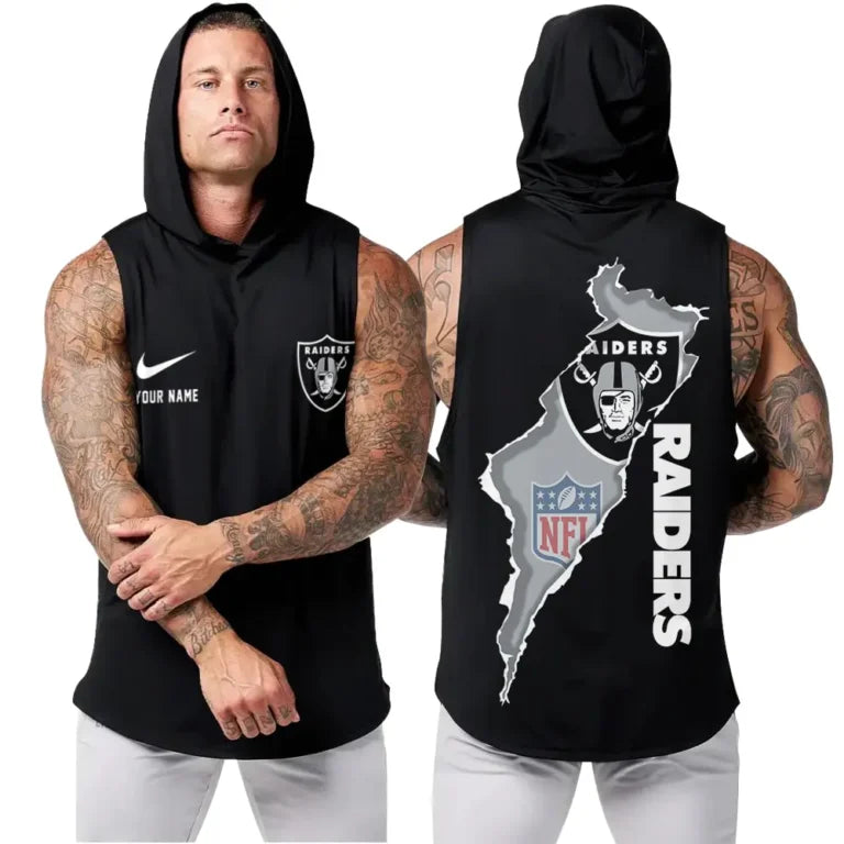 LIMITED EDITION - NEW CUSTOMIZED NFL07 LVR LAS VEGAS RAIDERS HOODED TANK TOP