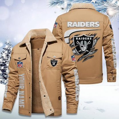 LIMITED EDITION - NEW CUSTOMIZED NFL07 LVR LAS VEGAS RAIDERS FLEECE JACKET