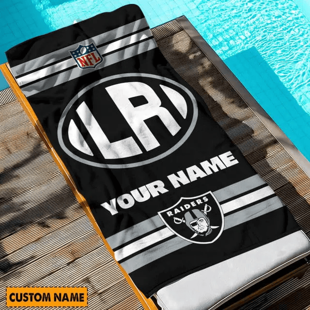 LIMITED EDITION - NEW CUSTOMIZED NFL07 LVR LAS VEGAS RAIDERS BEACH & BATH TOWEL (KIDS & ADULTS)