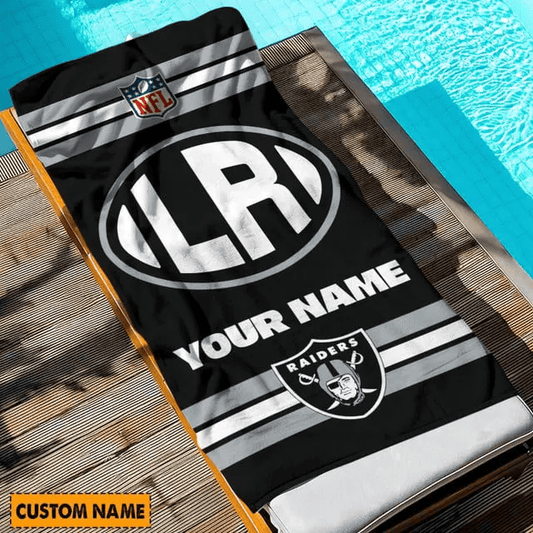 LIMITED EDITION - NEW CUSTOMIZED NFL07 LVR LAS VEGAS RAIDERS BEACH & BATH TOWEL (KIDS & ADULTS)