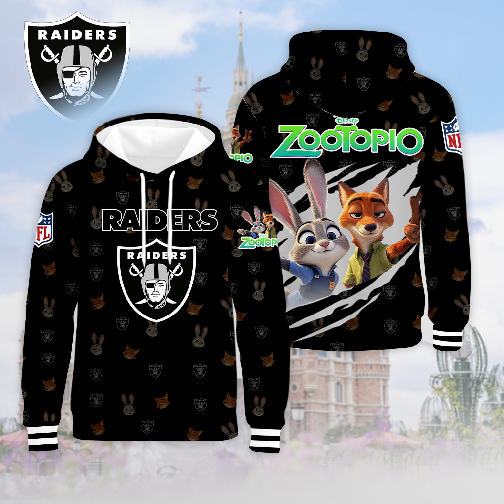LIMITED EDITION - NEW CUSTOMIZED NFL07 LVR LAS VEGAS RAIDERS & ZOOTOPIA UNISEX T-SHIRT, POLO, HOODIE & JACKETS