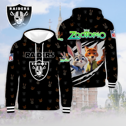 LIMITED EDITION - NEW CUSTOMIZED NFL07 LVR LAS VEGAS RAIDERS & ZOOTOPIA UNISEX T-SHIRT, POLO, HOODIE & JACKETS