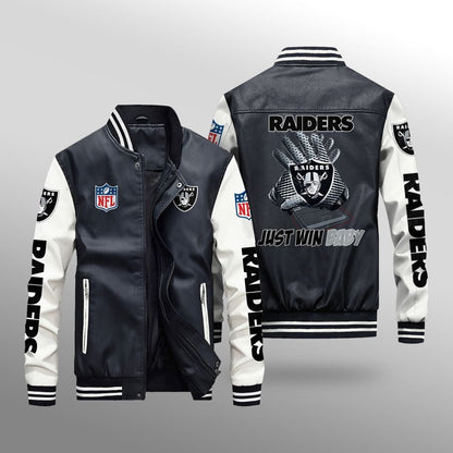 LIMITED EDITION - NEW CUSTOMIZED NFL07 LVR LAS VEGAS RAIDERS LEATHER BOMBER JACKET