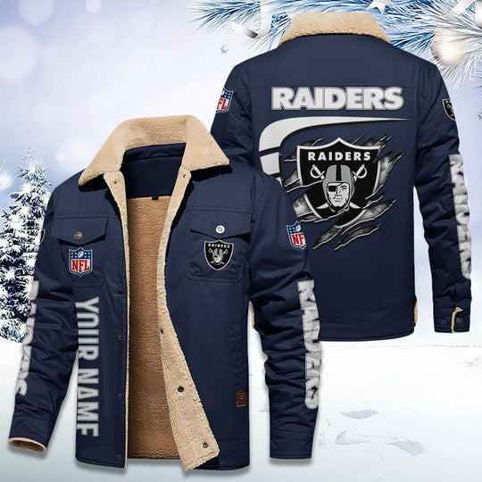 LIMITED EDITION - NEW CUSTOMIZED NFL07 LVR LAS VEGAS RAIDERS FLEECE JACKET