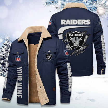 LIMITED EDITION - NEW CUSTOMIZED NFL07 LVR LAS VEGAS RAIDERS FLEECE JACKET