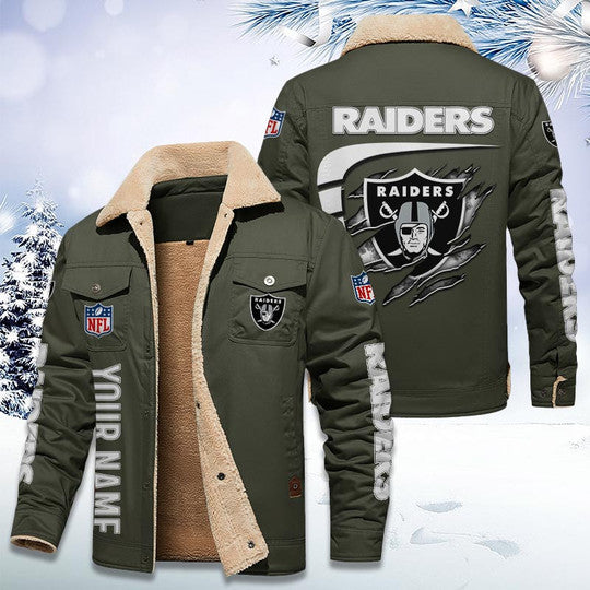 LIMITED EDITION - NEW CUSTOMIZED NFL07 LVR LAS VEGAS RAIDERS FLEECE JACKET