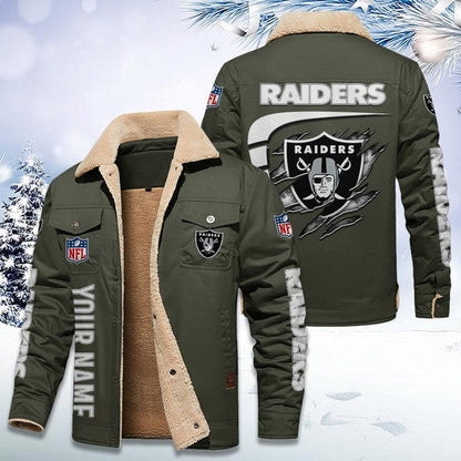 LIMITED EDITION - NEW CUSTOMIZED NFL07 LVR LAS VEGAS RAIDERS FLEECE JACKET