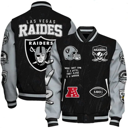 LIMITED EDITION - NEW CUSTOMIZED NFL07 LVR LAS VEGAS RAIDERS SATIN VARSITY JACKET & BASEBALL JACKET