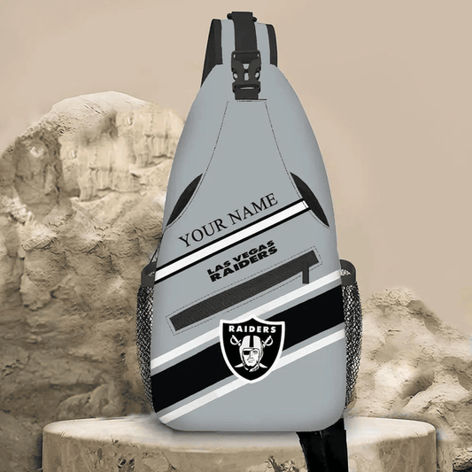 LIMITED EDITION - NEW CUSTOMIZED NFL07 LVR LAS VEGAS RAIDERS SLING BAG