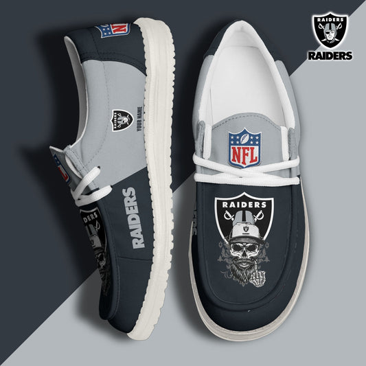 LIMITED EDITION - NEW CUSTOMIZED NFL07 LVR LAS VEGAS RAIDERS LOAFER SHOES
